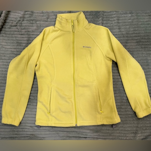 Neon yellow Columbia fleece jacket, size Large. - Picture 1 of 2